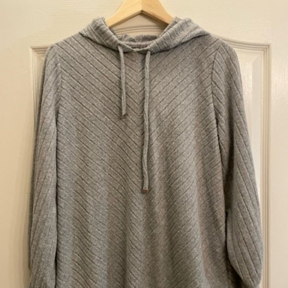 Women's Grey Polyester Hooded Sweater - Size M - 9 West